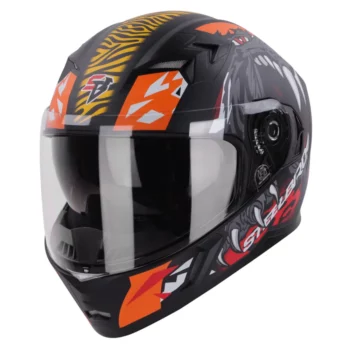 Steelbird SBA 21 Dual Visor Pantha Gloss Black with Orange Helmet 2