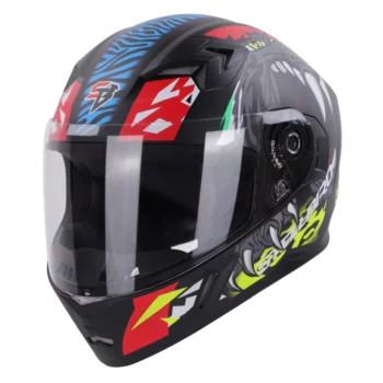 Steelbird SBA 21 Dual Visor Pantha Gloss Black with Red and Neon Helmet 1