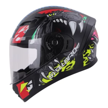 Steelbird SBA 21 Dual Visor Pantha Gloss Black with Red and Neon Helmet 2