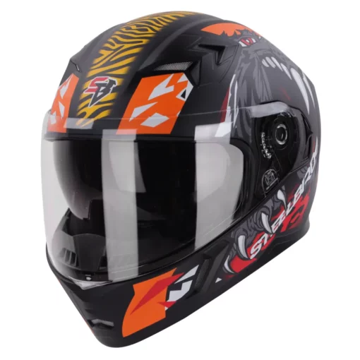 Steelbird SBA 21 Dual Visor Pantha Matt Black with Orange Helmet 2