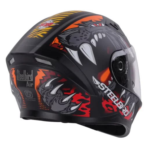 Steelbird SBA 21 Dual Visor Pantha Matt Black with Orange Helmet 6