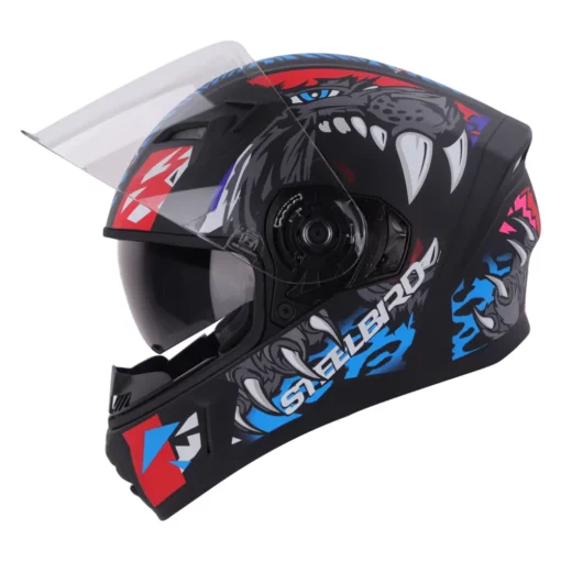 Steelbird SBA 21 Dual Visor Pantha Matt Black with Red and Blue Helmet 2