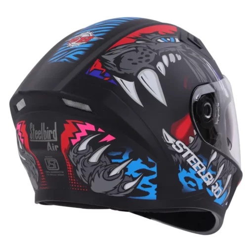 Steelbird SBA 21 Dual Visor Pantha Matt Black with Red and Blue Helmet 5