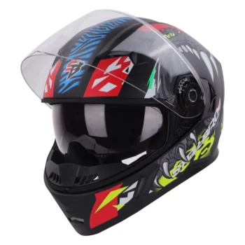 Steelbird SBA 21 Dual Visor Pantha Matt Black with Red and Neon Helmet 2