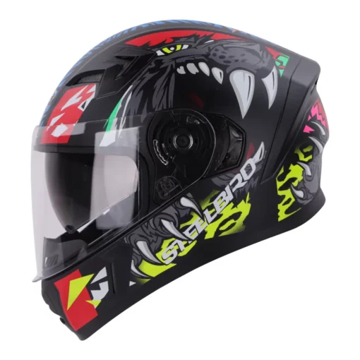 Steelbird SBA 21 Dual Visor Pantha Matt Black with Red and Neon Helmet 4