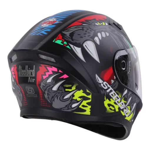 Steelbird SBA 21 Dual Visor Pantha Matt Black with Red and Neon Helmet 5