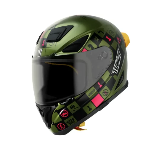 Tiivra X Roads Gator Green Composite Fiber Helmet 1