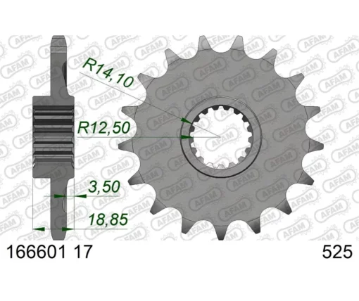 Afam 166601 17 Front Sprocket 17 Teeth 1