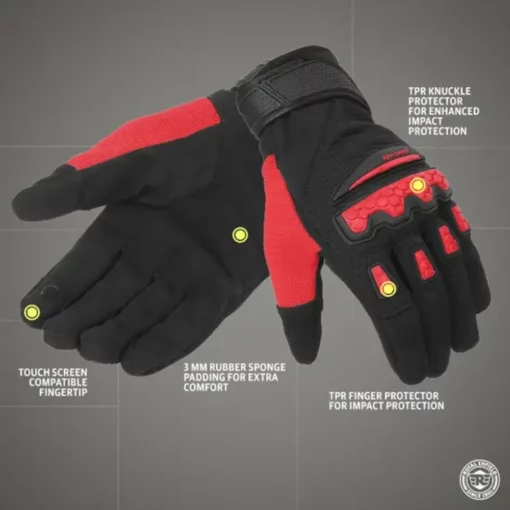 Royal Enfield Urban Hustler V2 Red Riding Gloves 3