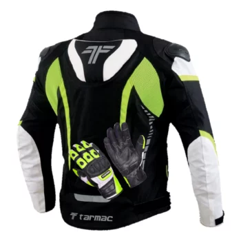 Tarmac Corsa Level 2 Black White Fluorescent Riding Jacket With Safe Tech Protectors ( Free Swift Gloves ) 1