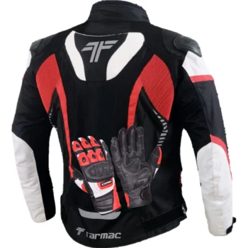 Tarmac Corsa Level 2 Black White Red Riding Jacket (Free Red Swift Gloves) 1