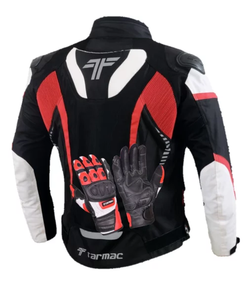 Tarmac Corsa Level 2 Black White Red Riding Jacket (Free Red Swift Gloves) 1