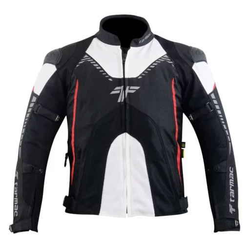 Tarmac Corsa Level 2 Black White Red Riding Jacket (Free Red Swift Gloves) 5