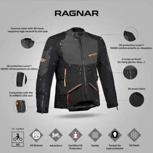 Ixon Ragnar Black Anthracite Orange Jacket 3