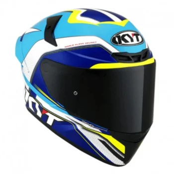 KYT TT REVO Grand Prix White Light Blue Helmet 1