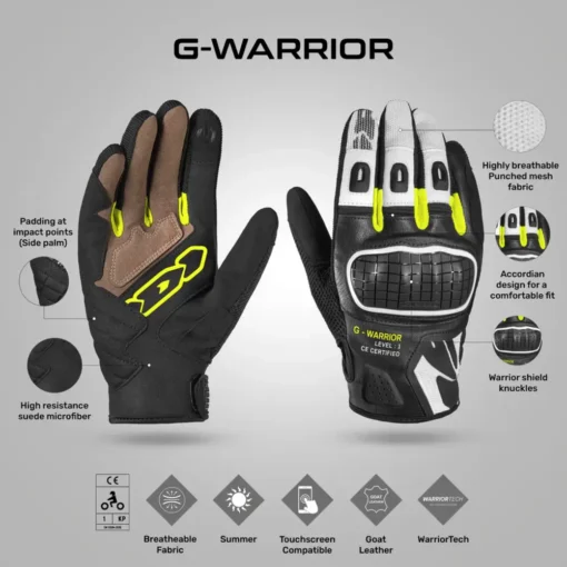 spidi g warrior black fluorescent gloves 4