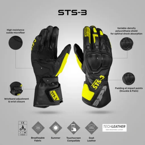 spidi sts 3 black yellow gloves 4