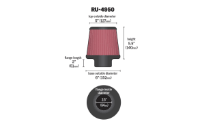 K&N High Flow Original Universal Air Filter 2 1 2 FLG, 6 B, 5 T, 5 1 2 H (RU 4950) 2