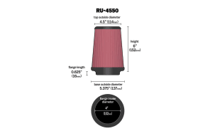 K&N High Flow Original Universal Air Filter 4 FLG, 5 3 8 B, 4 1 2 T, 6 H (RU 4550) 2