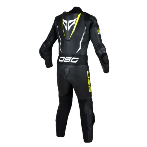 DSG GP Racing Black Yellow Fluorescent Leather Suit 2