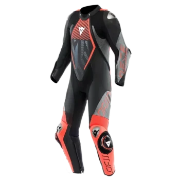 Dainese Audax D Zip 1Pc Perf. Leather Black Fluo Red Anthracite Riding Suit 1