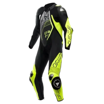 Dainese Audax D Zip 1Pc Perf. Leather Black Fluo Yellow White Riding Suit 1