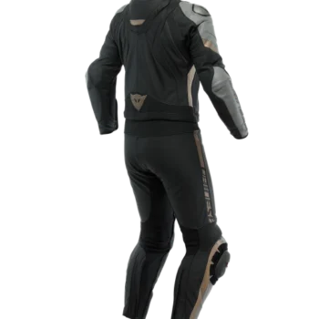 Dainese Avro 4 2Pc Leather Black Matt Charcoal Grey Tibetian Platinum Racing Suit 2