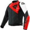 Dainese Black Matt Lava Red White Sportiva Leather Jacket 1