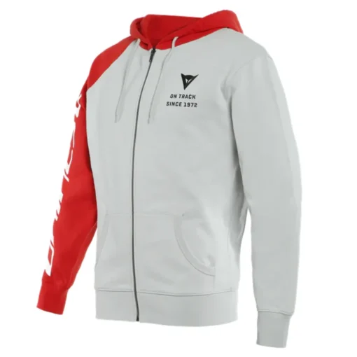 Dainese Glacier Gray Lava Red Black Paddock Full Zip Hoodie 1