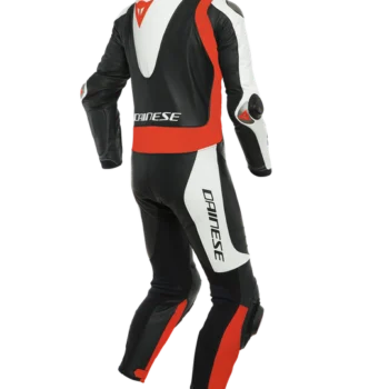 Dainese Laguna Seca 5 1Pc Leather Suit Perforated Racing Black White Fluorescent Red Racing Suit 2