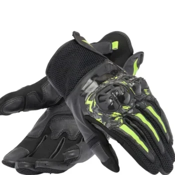 Dainese Mig 3 Leather Black Anthracite Fluorescent Yellow Riding Gloves 1