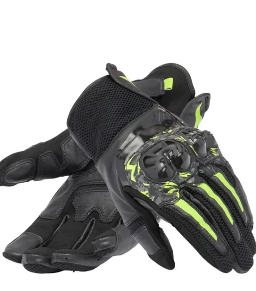 Dainese Mig 3 Leather Black Anthracite Fluorescent Yellow Riding Gloves 1