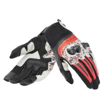 Dainese Mig 3 Leather Black Red Spray White Riding Gloves 1