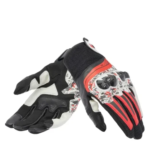 Dainese Mig 3 Leather Black Red Spray White Riding Gloves 1