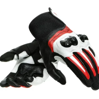 Dainese Mig 3 Leather Black White Lava Red Riding Gloves 1