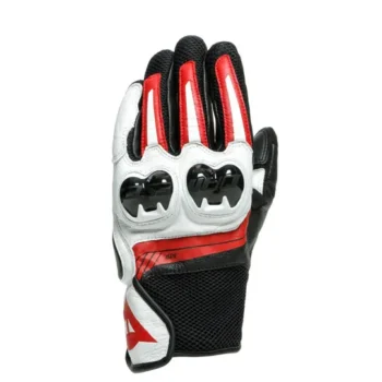 Dainese Mig 3 Leather Black White Lava Red Riding Gloves 2