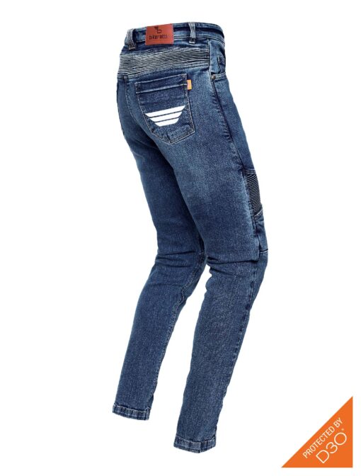 Bikeratti Steam Pro Lady Denim Blue Riding Jeans with D30 Armour 4