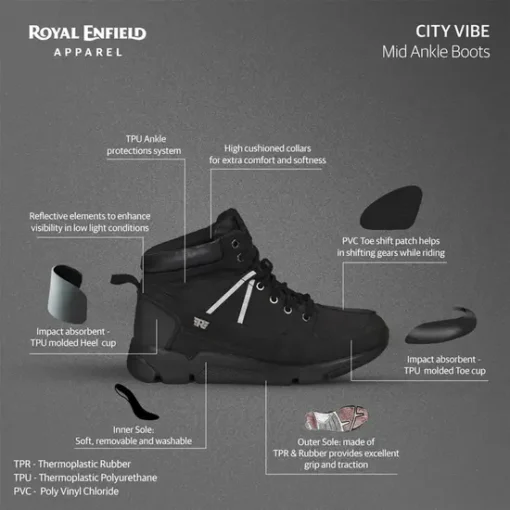 Royal Enfield Black City Cruising Riding Boots 1 2